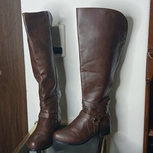 Torrid brown faux leather knee high boots size 9w